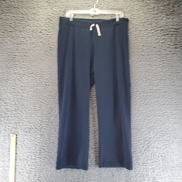 Lands End Pants Womens Medium Navy Blue Fleece Lined Cotton Blend Lounge Joggers - Picture 1 of 10